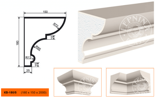 Карниз из пенополистирола Lepninaplast КВ-180/5