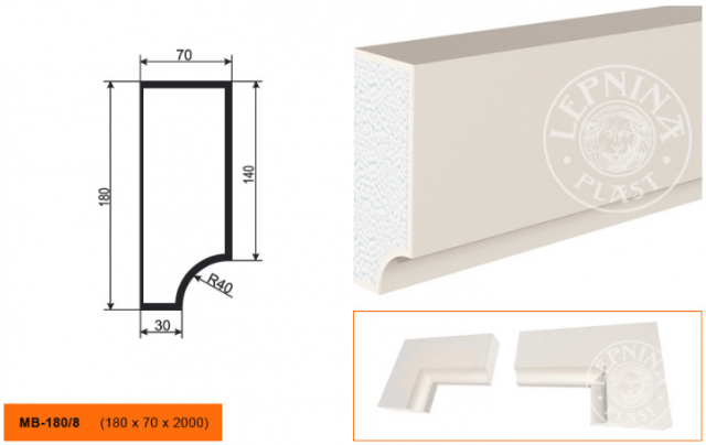 Молдинг из пенополистирола Lepninaplast МВ-180/8