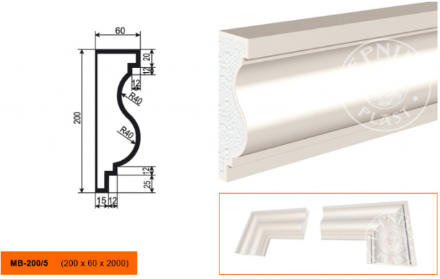 Молдинг из пенополистирола Lepninaplast МВ-200/5