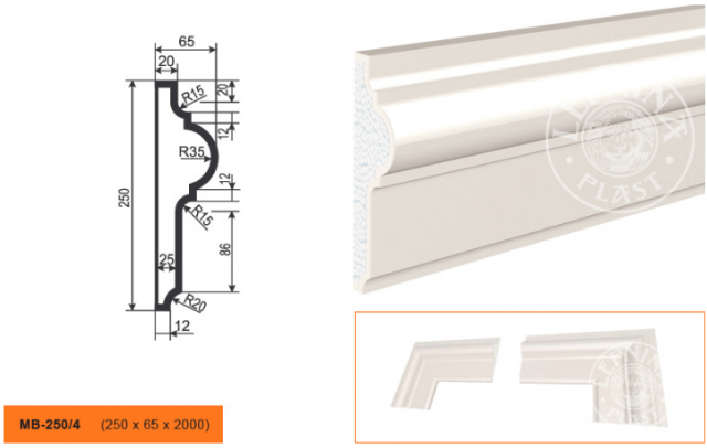 Молдинг из пенополистирола Lepninaplast МВ-250/4