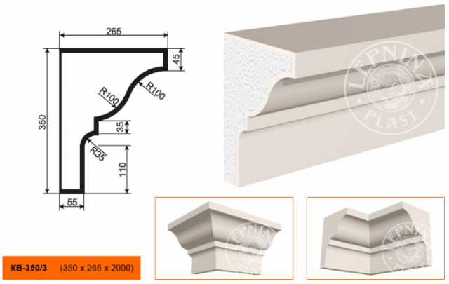 Карниз из пенополистирола Lepninaplast КВ-350/3
